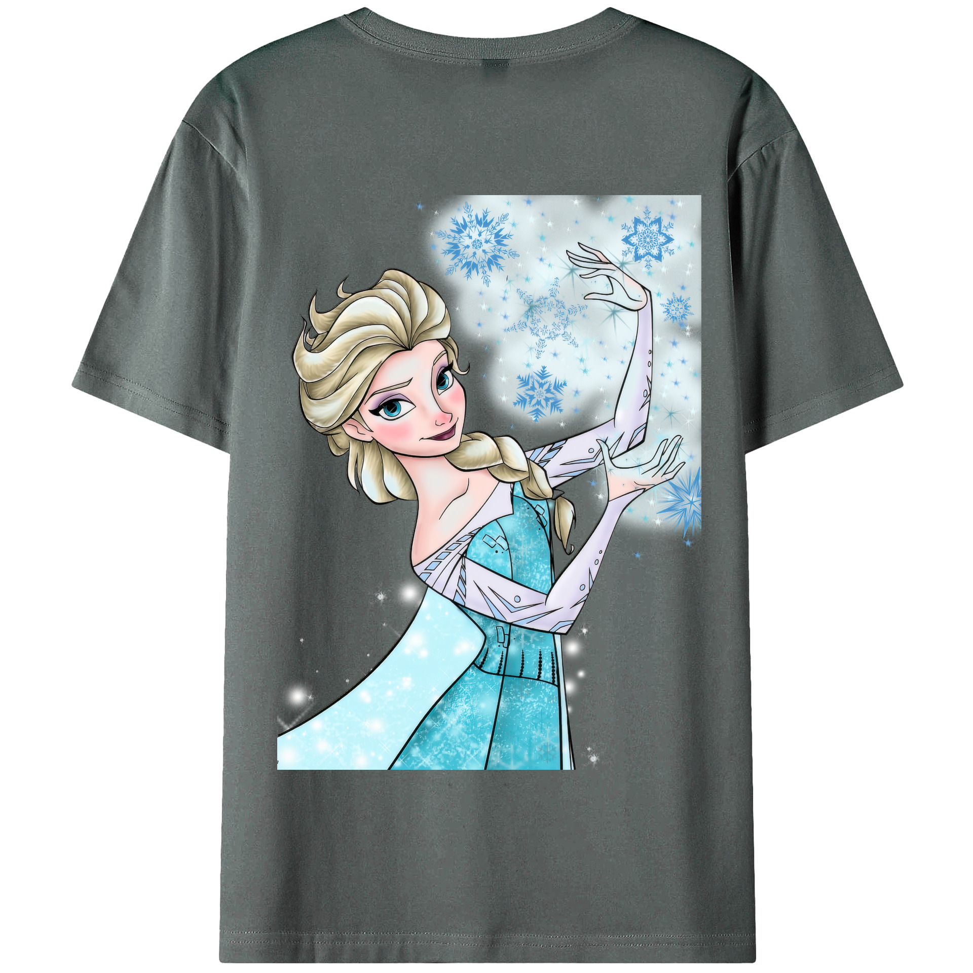 （画像用） アナと雪の女王 アンナ エルサ Frozen Anna Elsa 綿100％半袖Tシャツ（背面プリント）